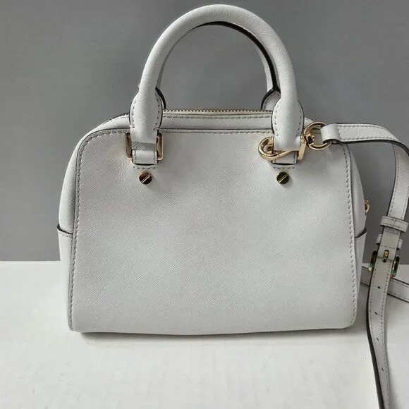 Michael Kors Purse White Saffiano Leather Jet Set Small Satchel Crossbody Bag - Picture 6 of 16